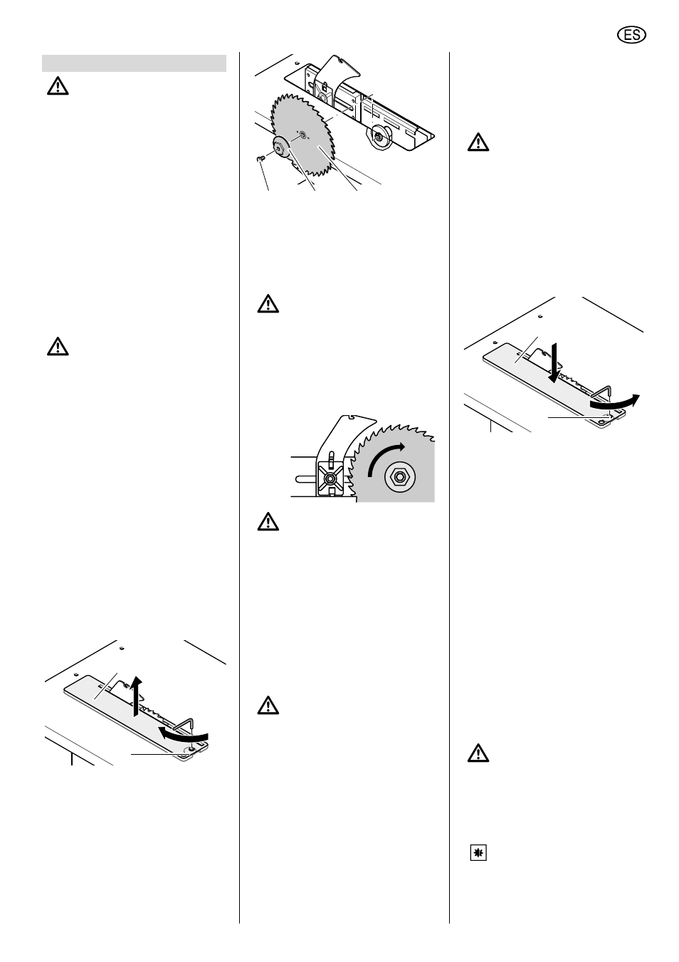 Mantenimiento y cuidado, 1 cambio de la hoja de la sierra, 3 guardar la máquina | 2 limpieza del mecanismo de, Reglaje de la altura de la hoja de la sierra | Elektra Beckum TKHS 315 E/P User Manual | Page 59 / 64