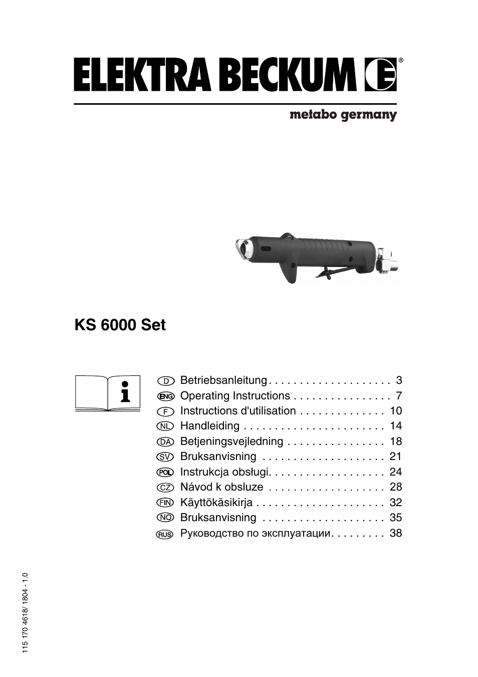 Elektra Beckum KS 6000 User Manual | 44 pages