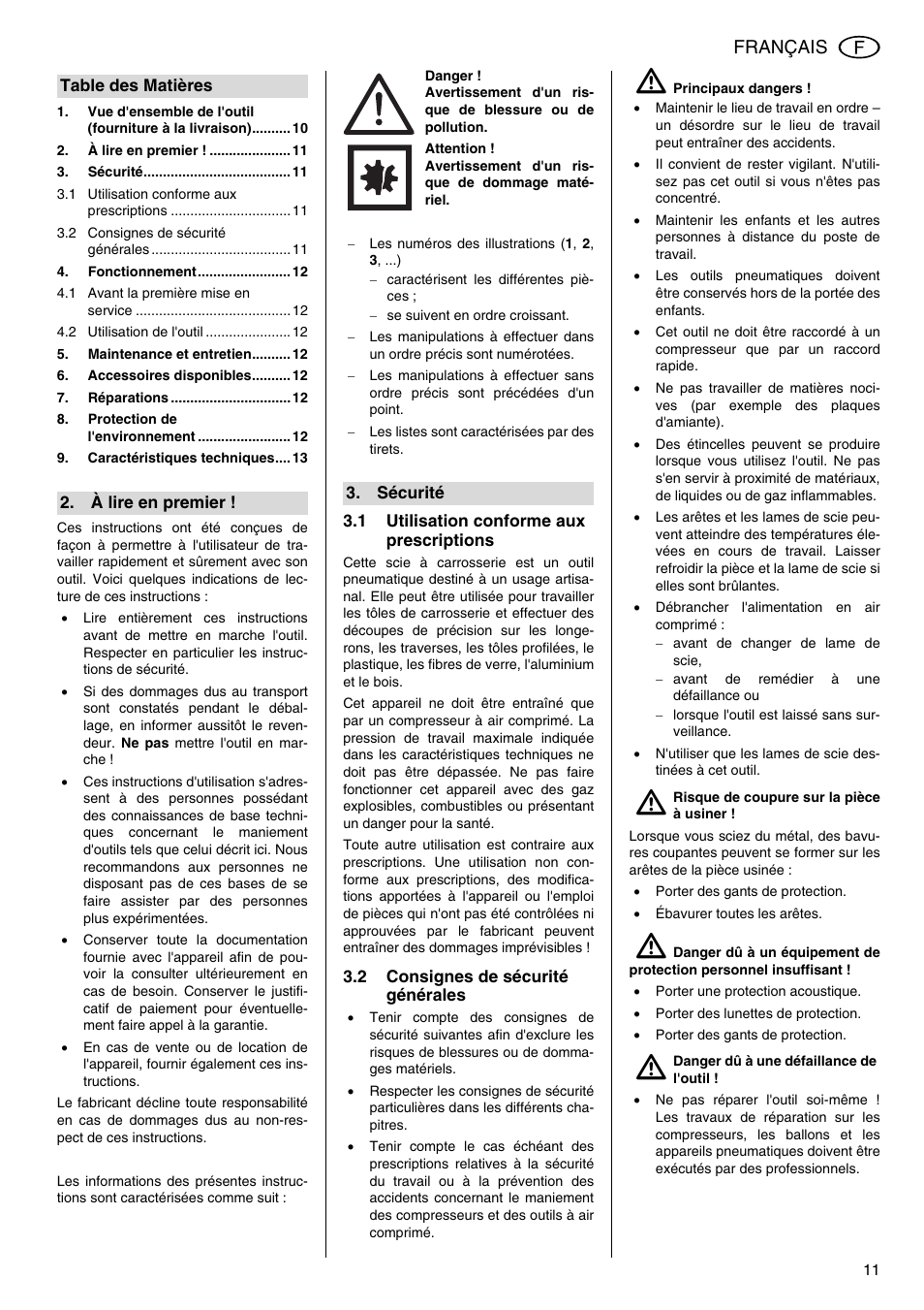 Français | Elektra Beckum KS 6000 User Manual | Page 11 / 44