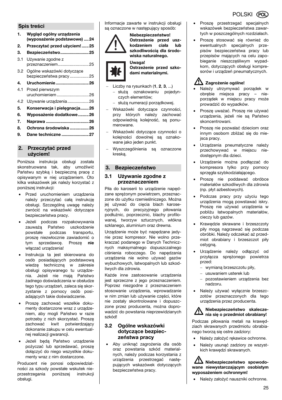 Polski | Elektra Beckum KS 6000 User Manual | Page 25 / 44