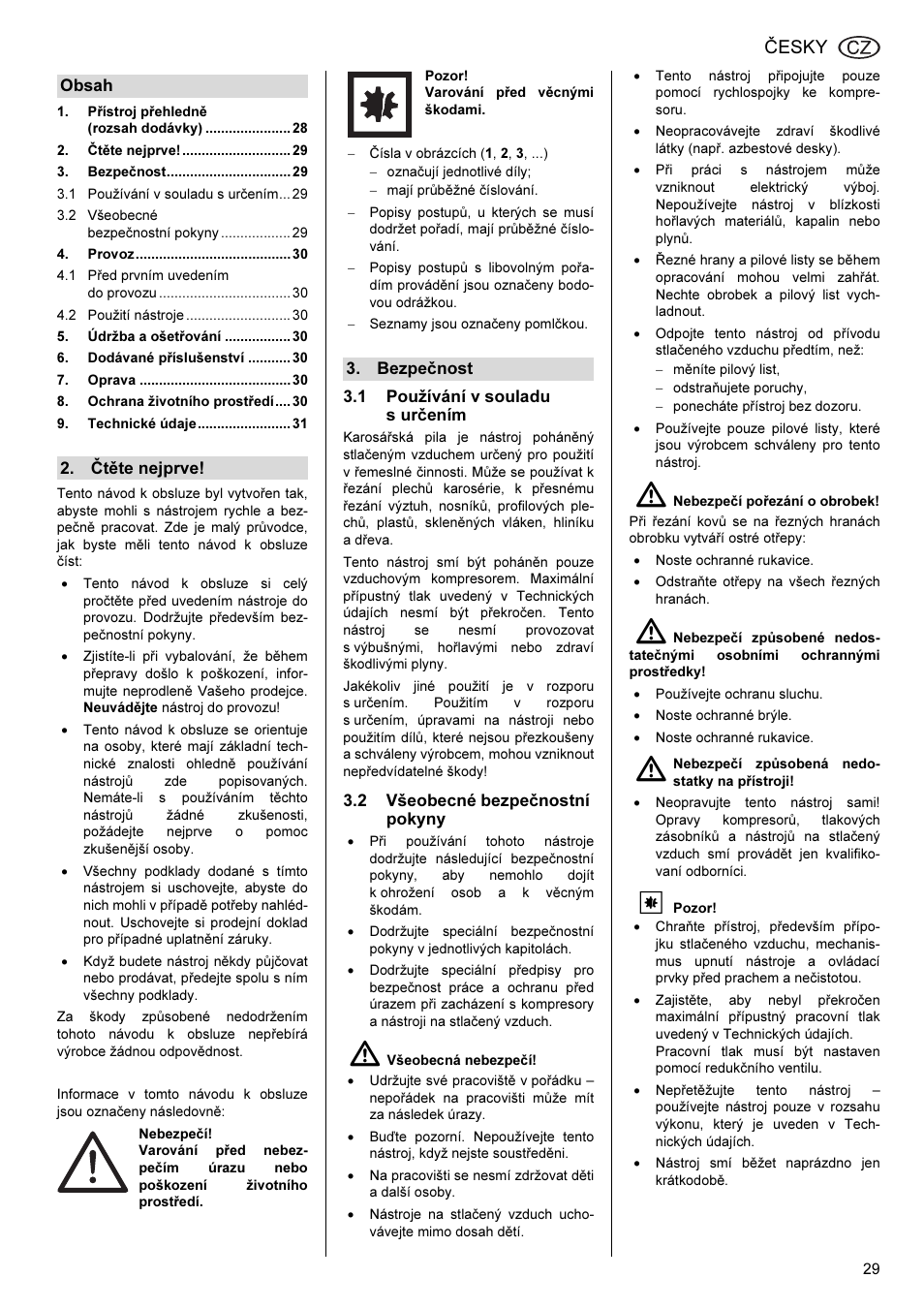 Česky | Elektra Beckum KS 6000 User Manual | Page 29 / 44