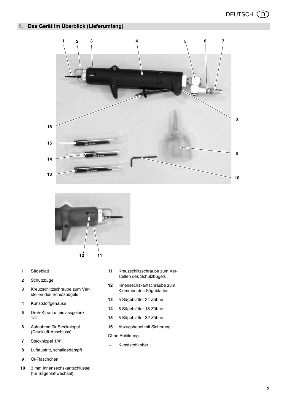Deutsch | Elektra Beckum KS 6000 User Manual | Page 3 / 44