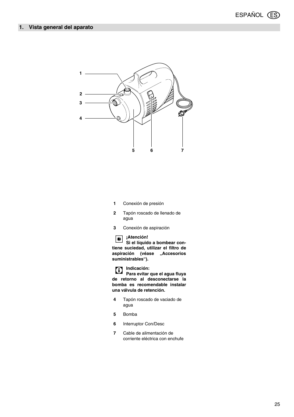 Español | Elektra Beckum Pump P 5500 M User Manual | Page 25 / 44