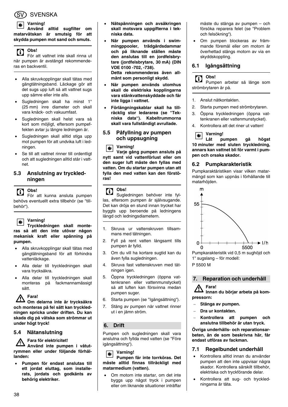 Elektra Beckum Pump P 5500 M User Manual | Page 38 / 44