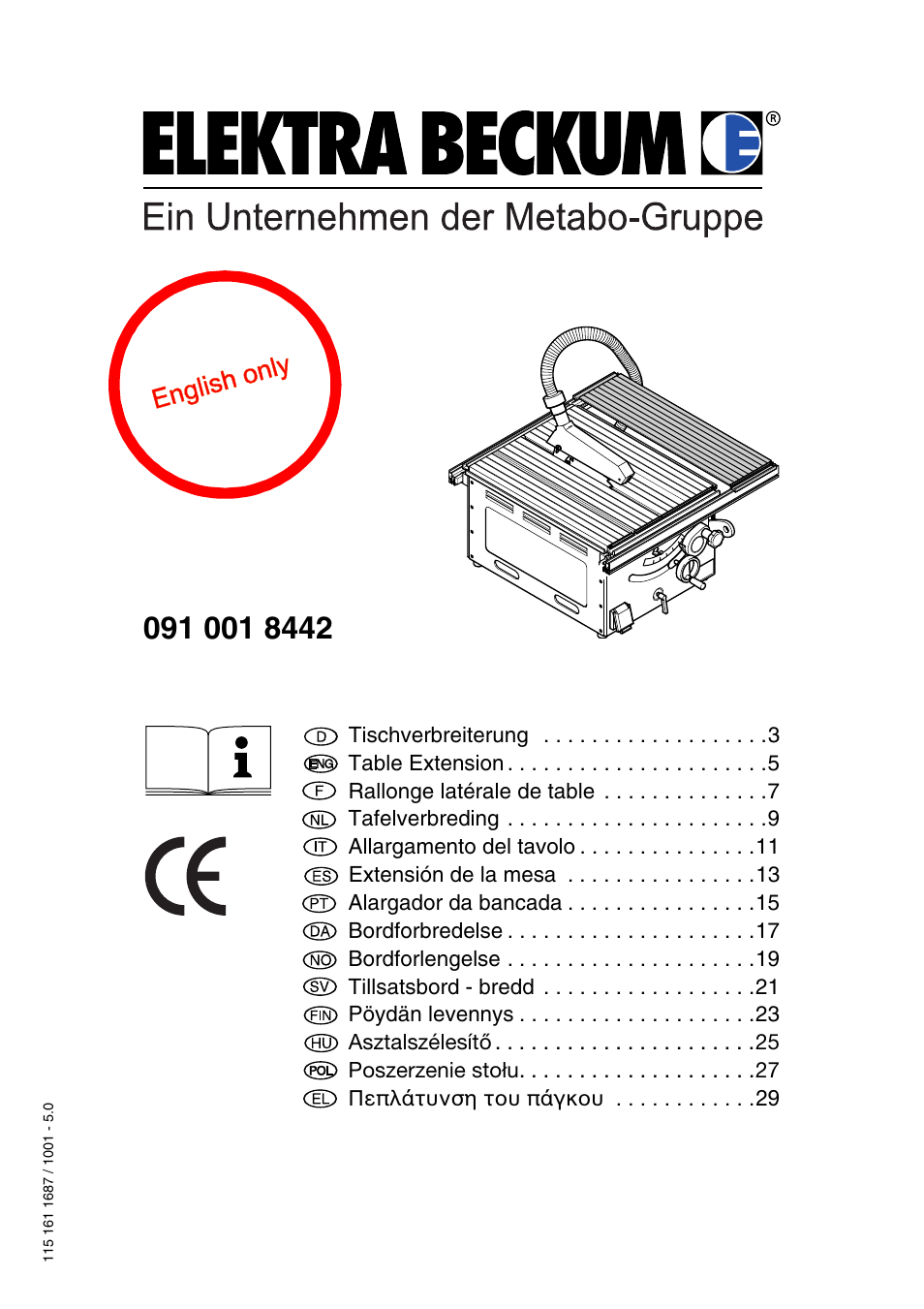 Elektra Beckum 091 001 8442 User Manual | 3 pages