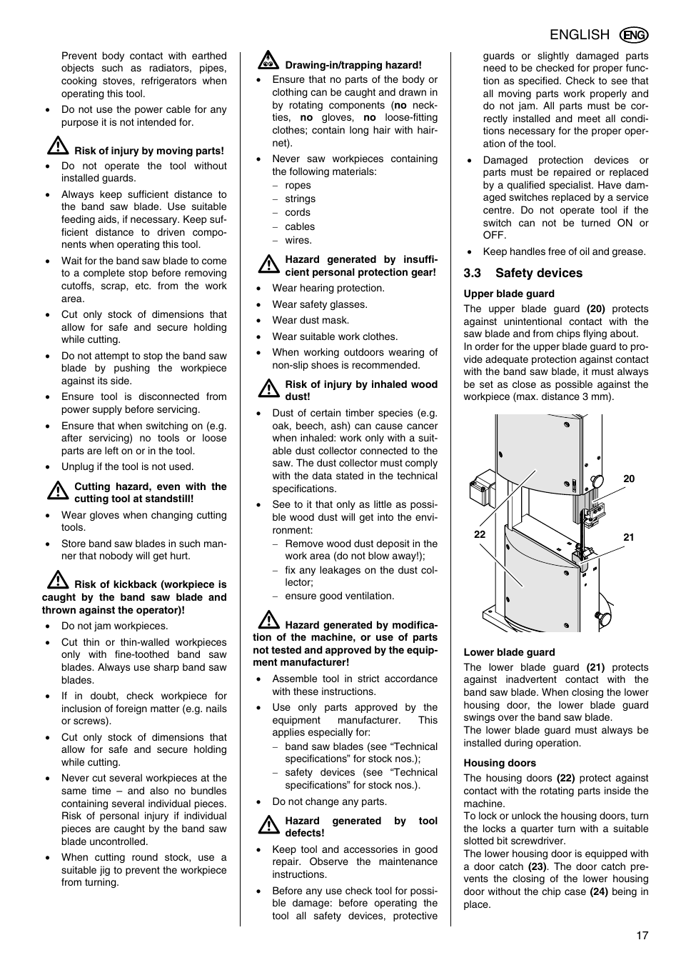 3 safety devices | Elektra Beckum BAS 316G DNB User Manual | Page 5 / 16