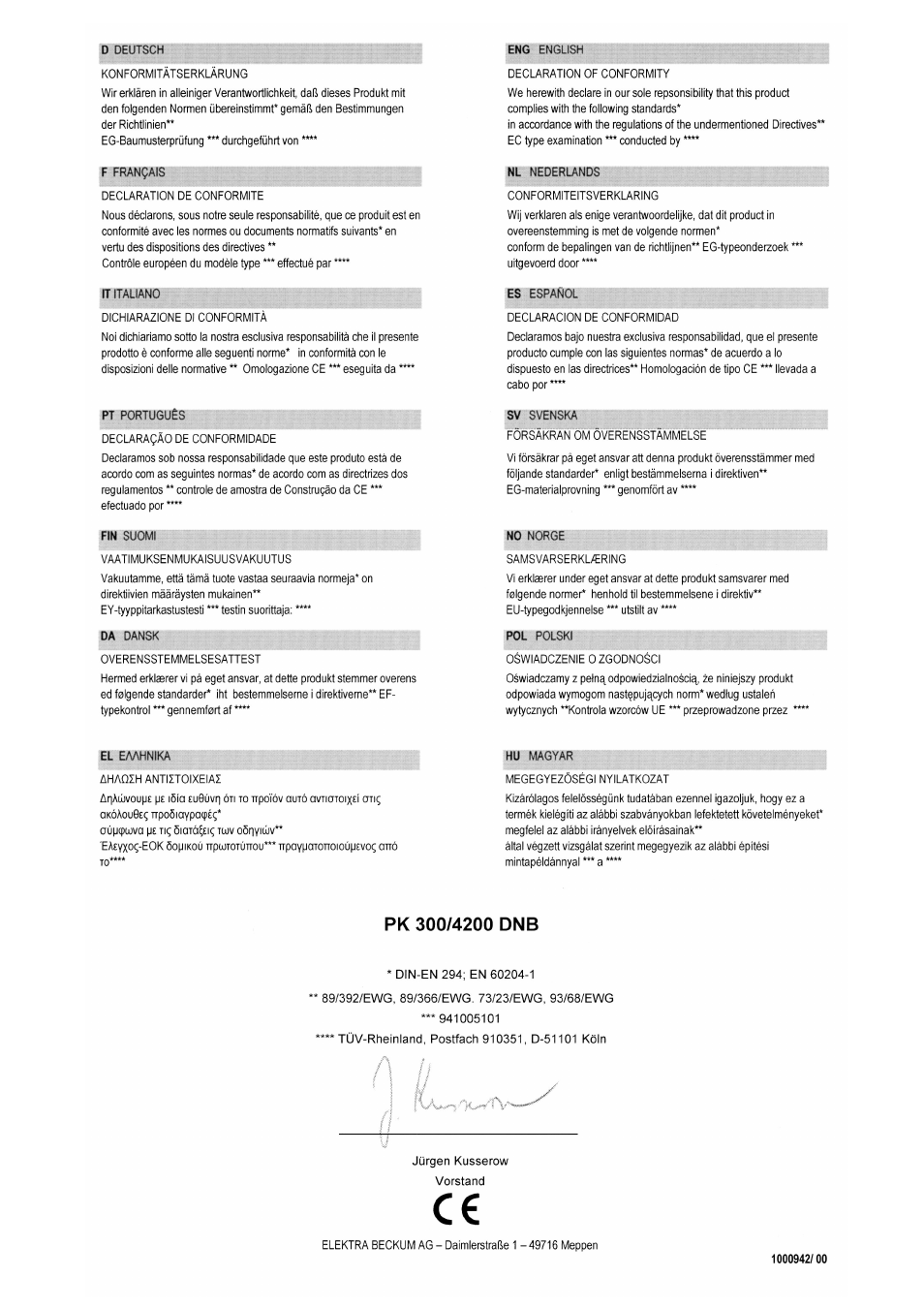 Elektra Beckum PK 300 K User Manual | Page 2 / 58