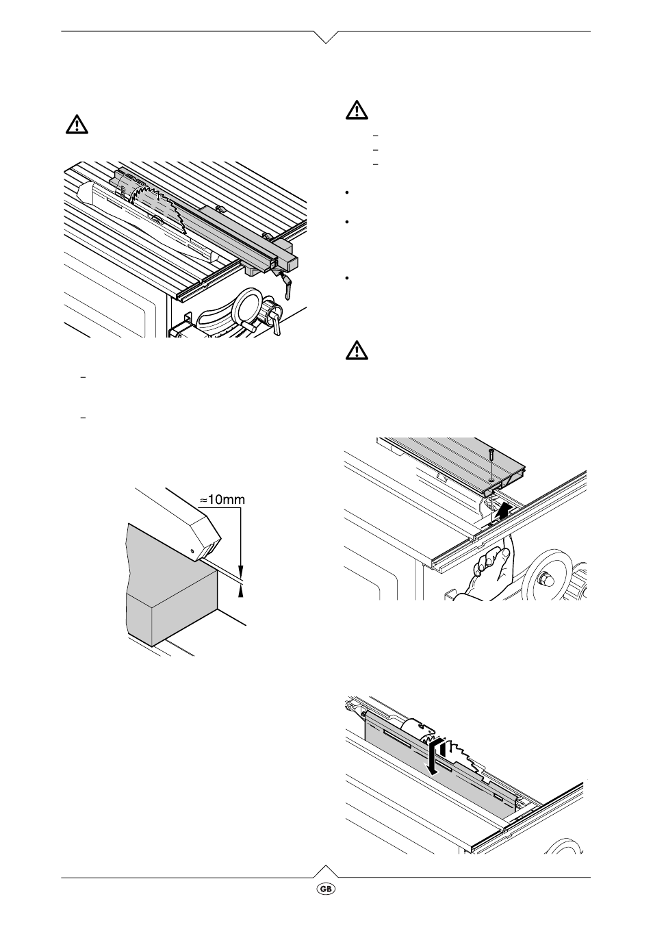 Rip cuts with rip fence, Care and maintenance, Saw blade change | Elektra Beckum PK 255 3 User Manual | Page 11 / 20