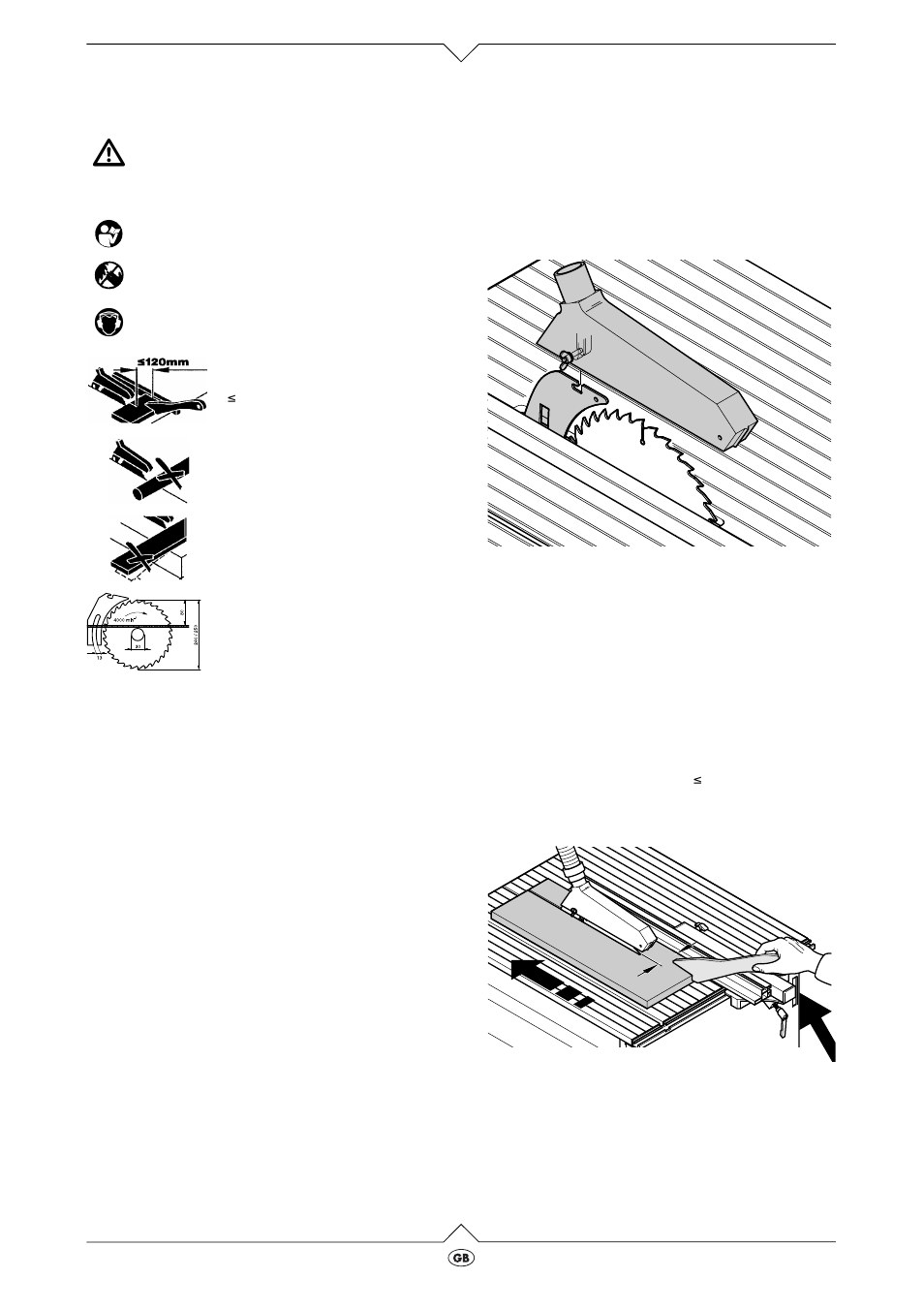 Symbols shown on the machine, Safety devices | Elektra Beckum PK 255 3 User Manual | Page 6 / 20