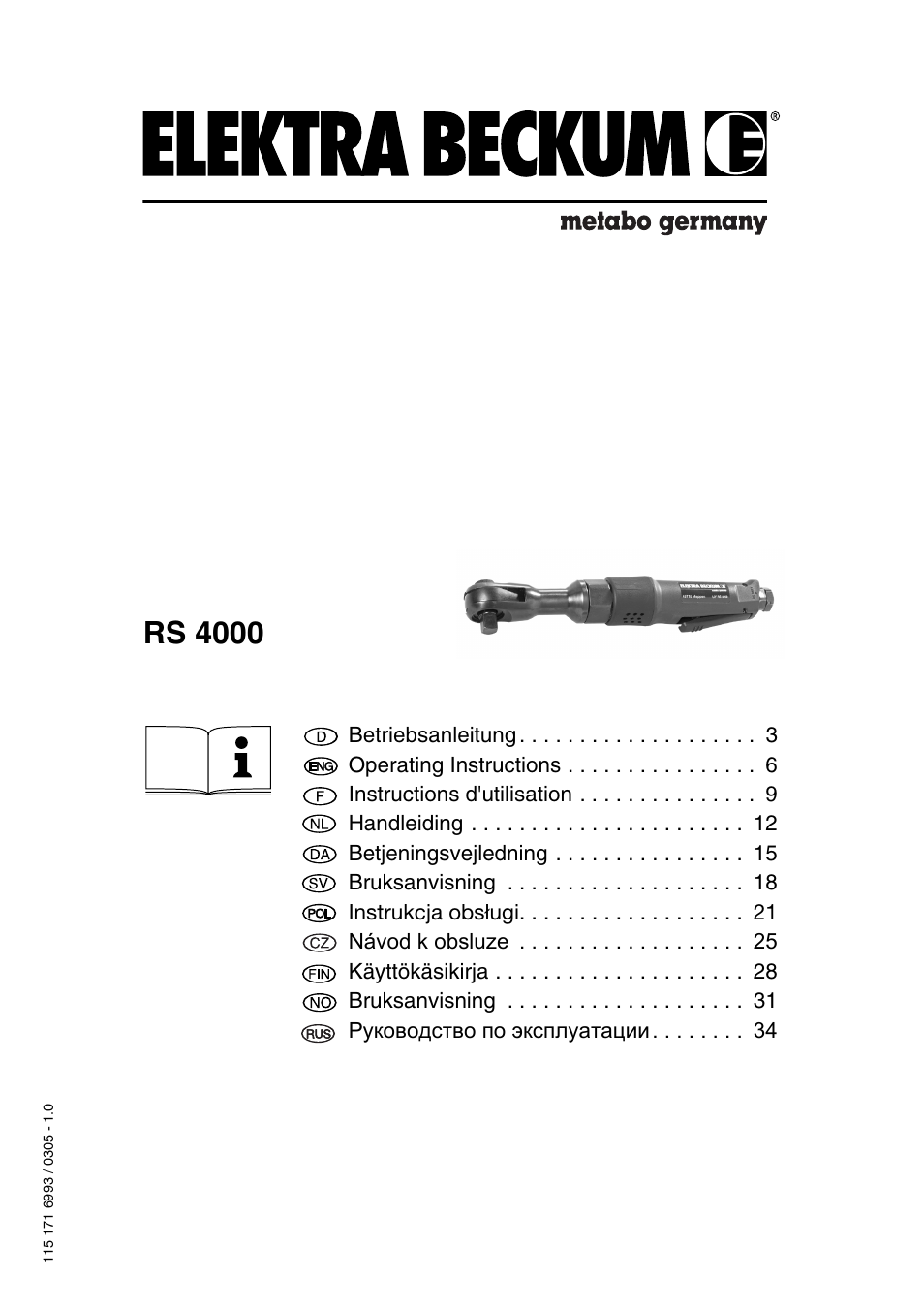 Elektra Beckum RS 4000 User Manual | 40 pages