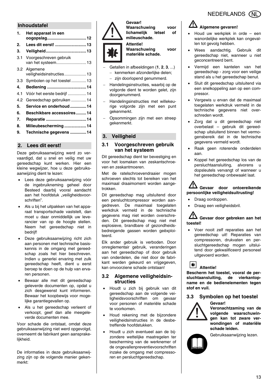 Nederlands | Elektra Beckum RS 4000 User Manual | Page 13 / 40