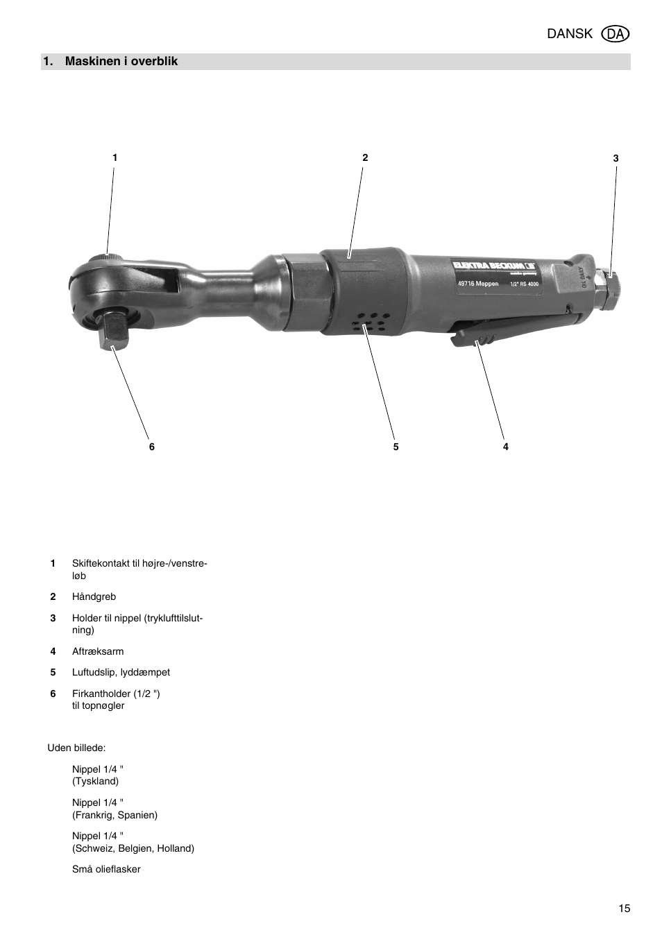 Dansk | Elektra Beckum RS 4000 User Manual | Page 15 / 40