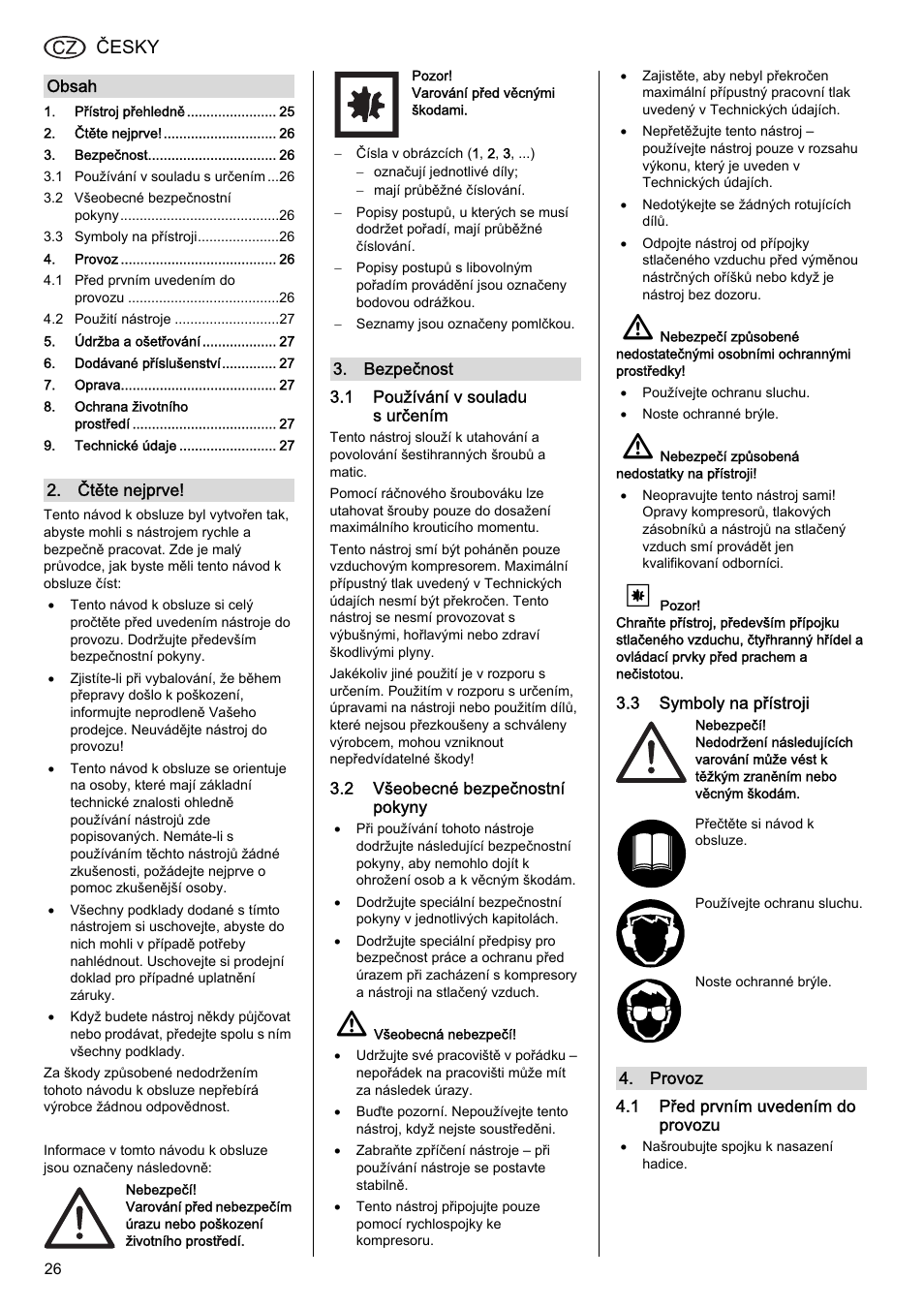 Česky | Elektra Beckum RS 4000 User Manual | Page 26 / 40