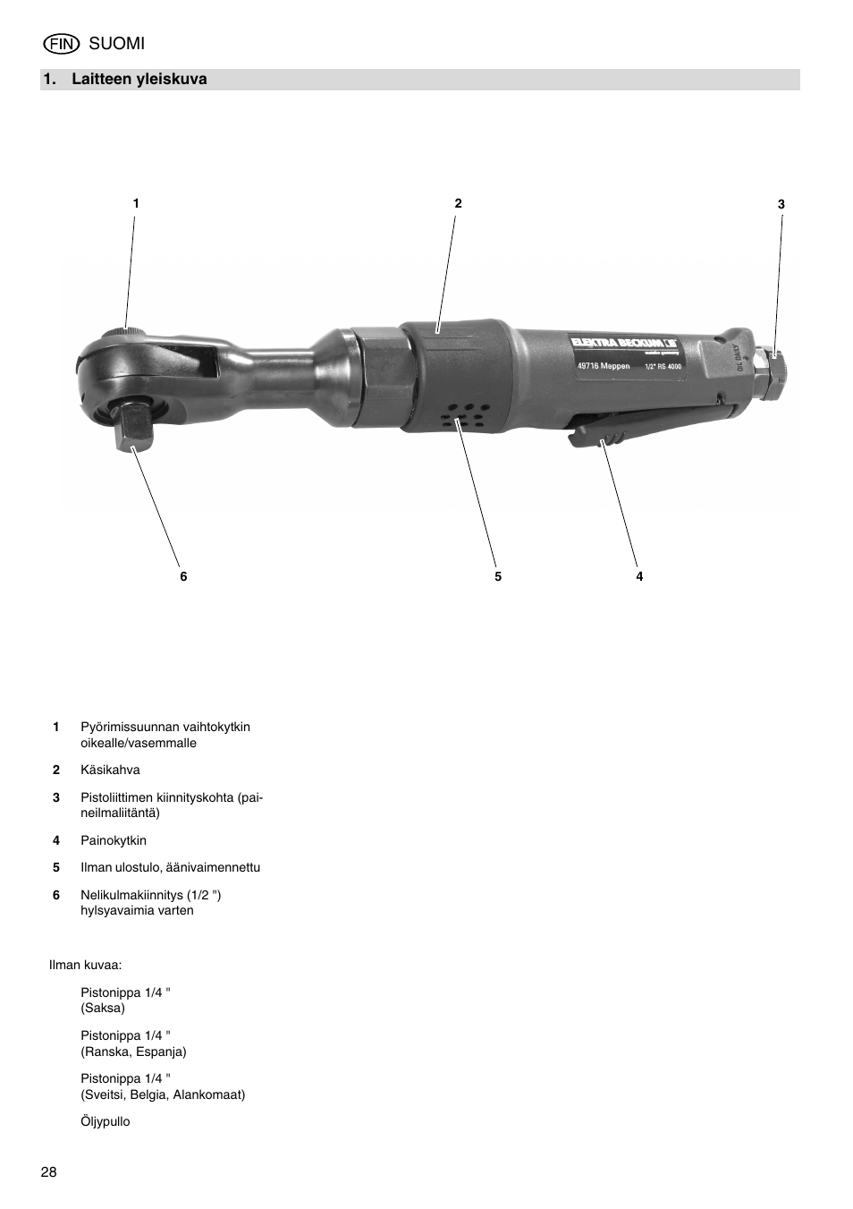 Suomi | Elektra Beckum RS 4000 User Manual | Page 28 / 40