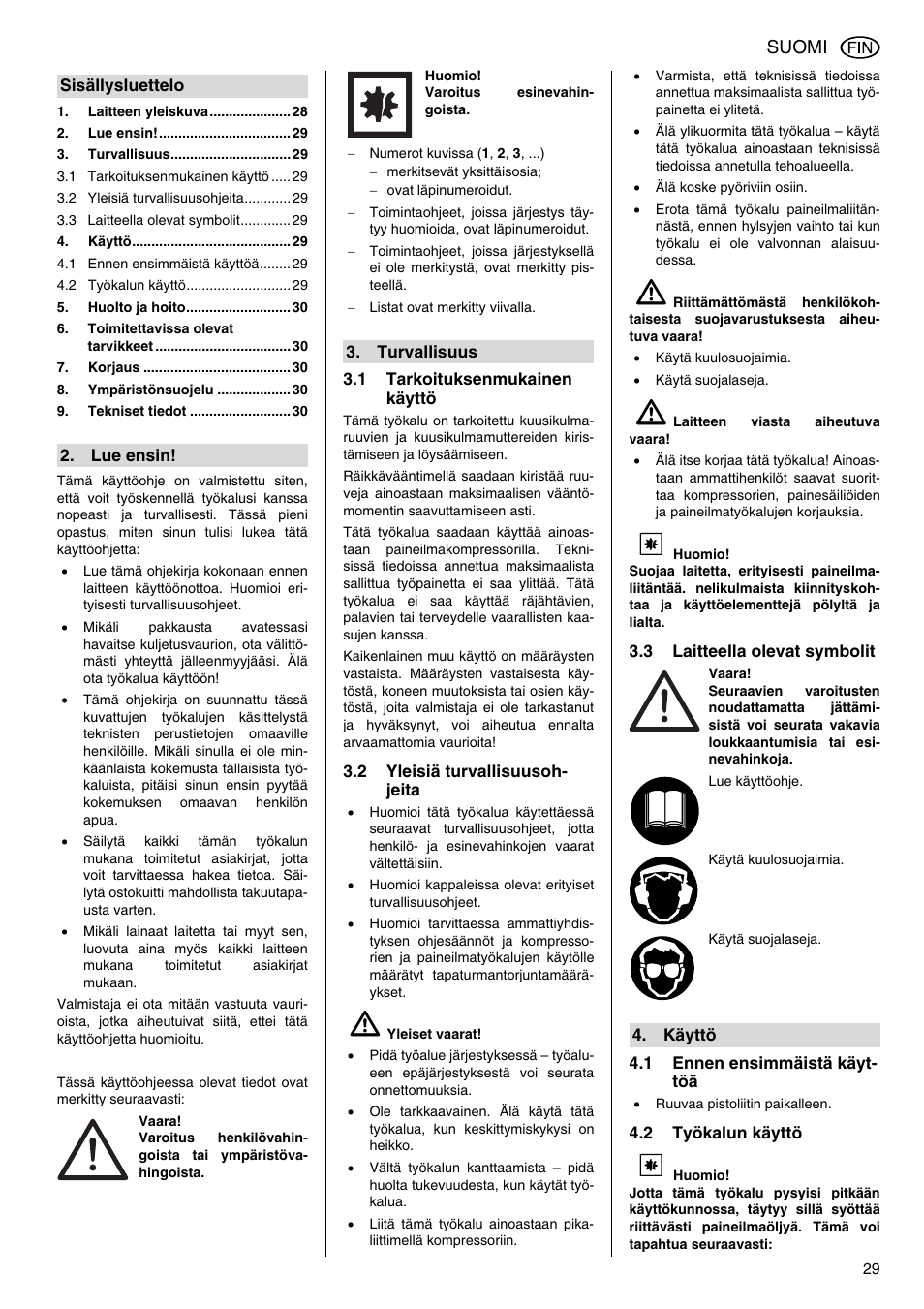 Suomi | Elektra Beckum RS 4000 User Manual | Page 29 / 40