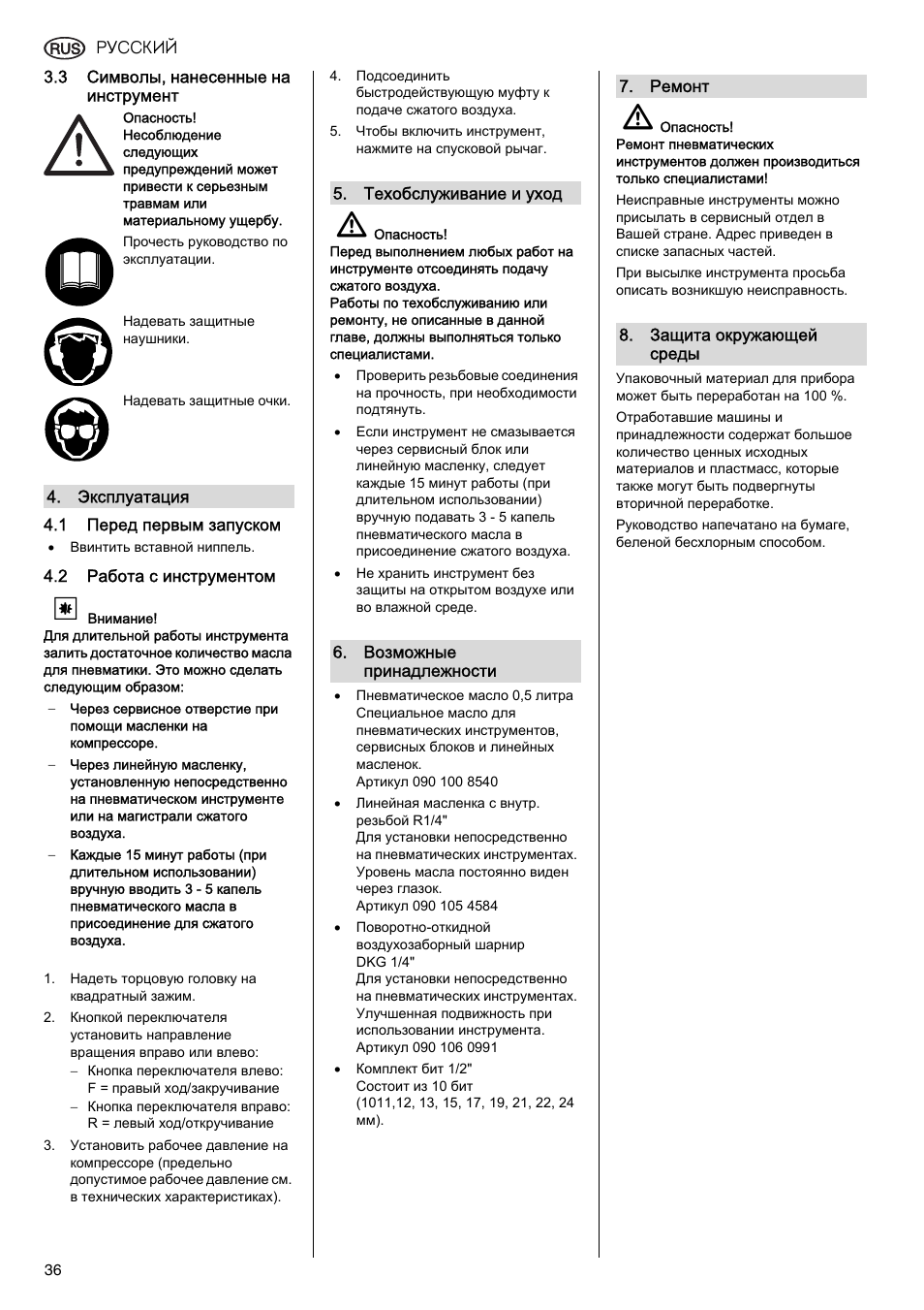 Elektra Beckum RS 4000 User Manual | Page 36 / 40