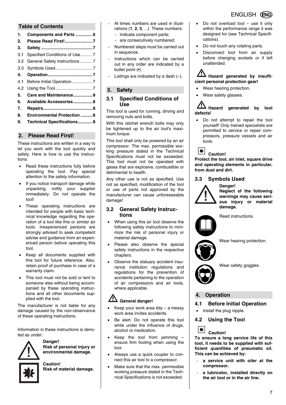 English | Elektra Beckum RS 4000 User Manual | Page 7 / 40