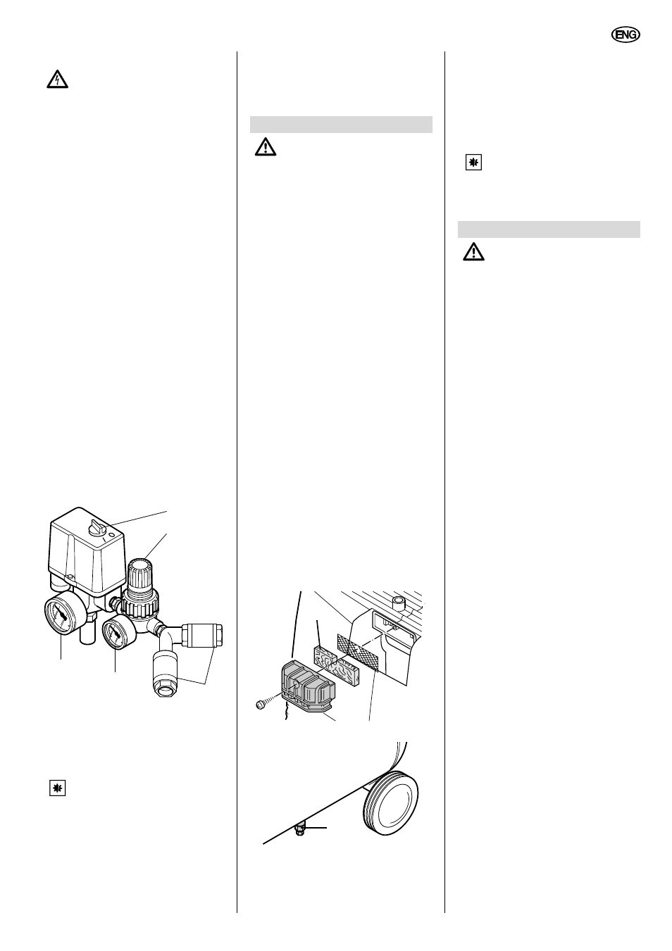 2 mains connection, 3 generating compressed air, Care and maintenance | 1 periodic maintenance, 2 machine storage, Trouble shooting, English | Elektra Beckum Compressor Pump Basic 265 User Manual | Page 5 / 6