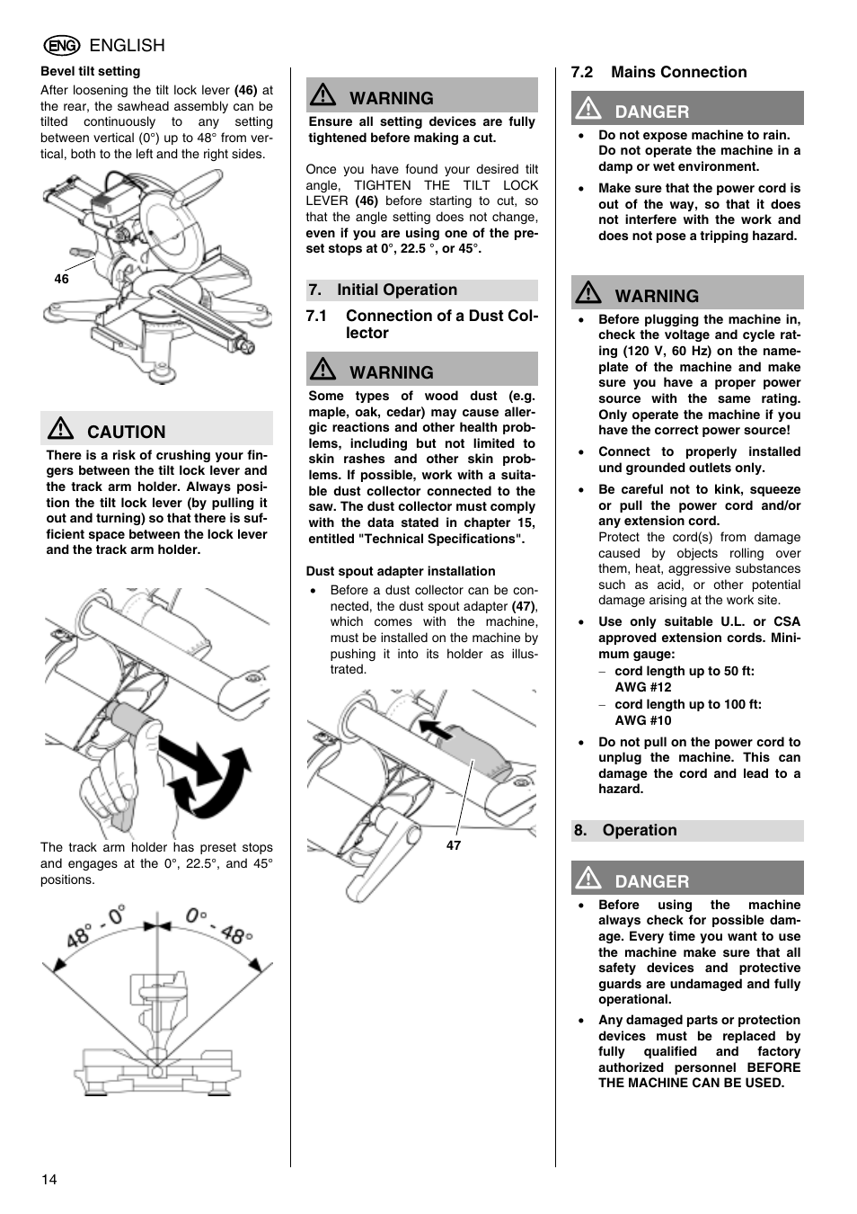 Elektra Beckum KGS 303 User Manual | Page 14 / 64