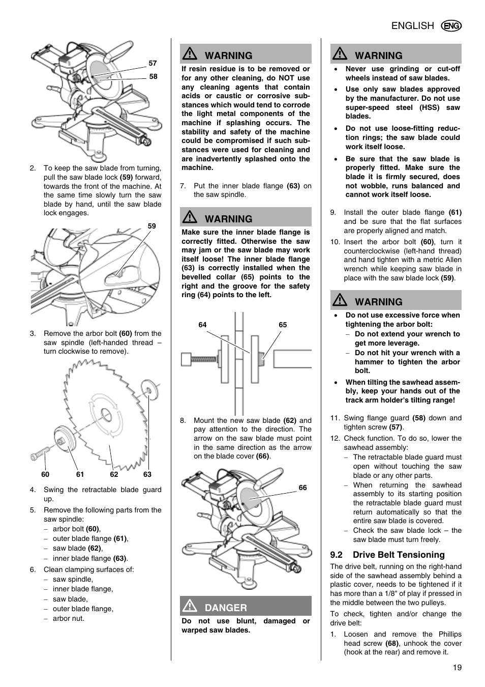 Elektra Beckum KGS 303 User Manual | Page 19 / 64