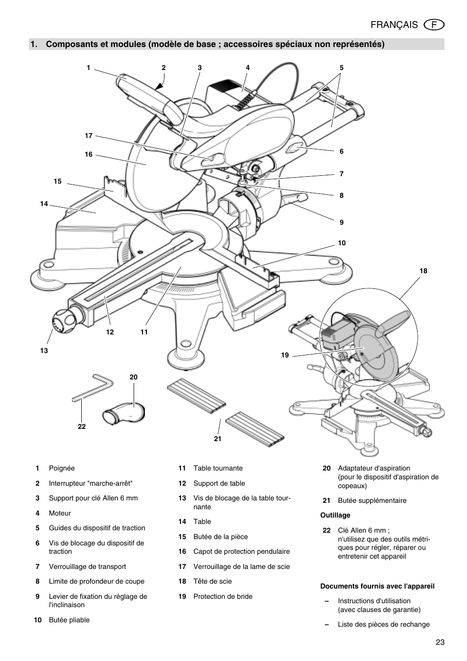 Français | Elektra Beckum KGS 303 User Manual | Page 23 / 64