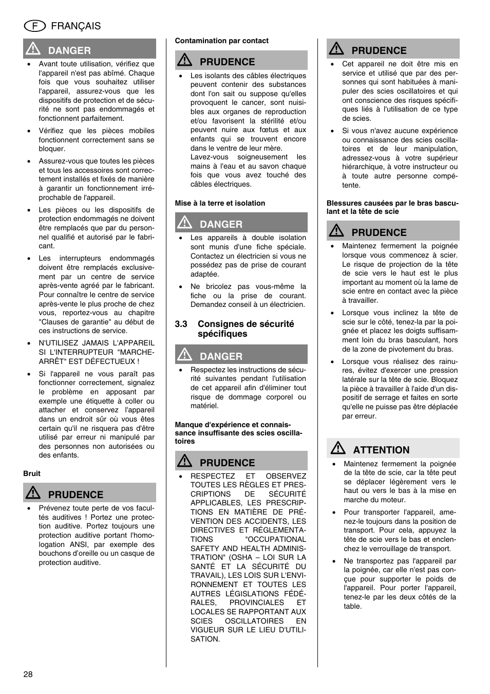 Elektra Beckum KGS 303 User Manual | Page 28 / 64