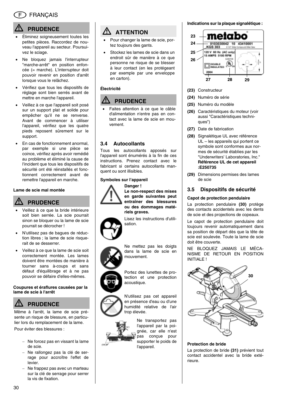 Elektra Beckum KGS 303 User Manual | Page 30 / 64