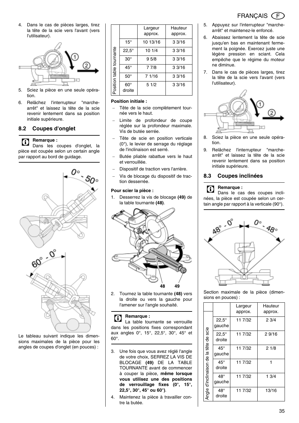 Français | Elektra Beckum KGS 303 User Manual | Page 35 / 64