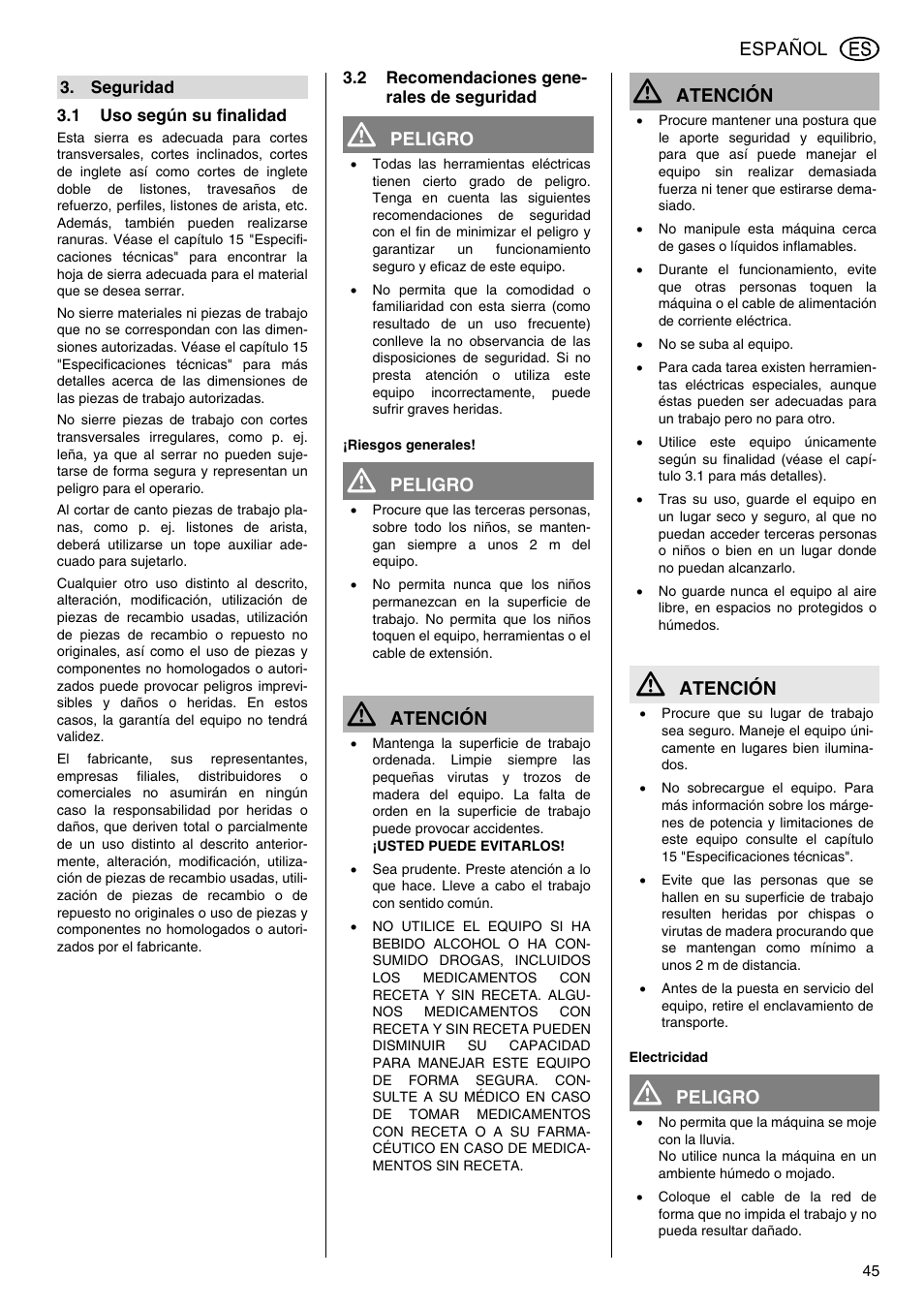 Elektra Beckum KGS 303 User Manual | Page 45 / 64