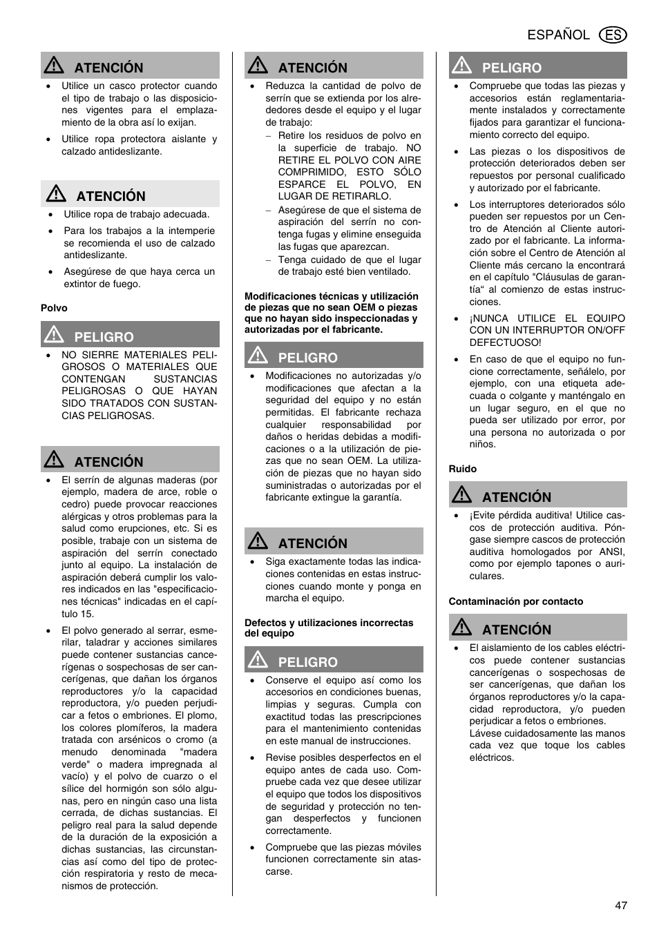 Elektra Beckum KGS 303 User Manual | Page 47 / 64