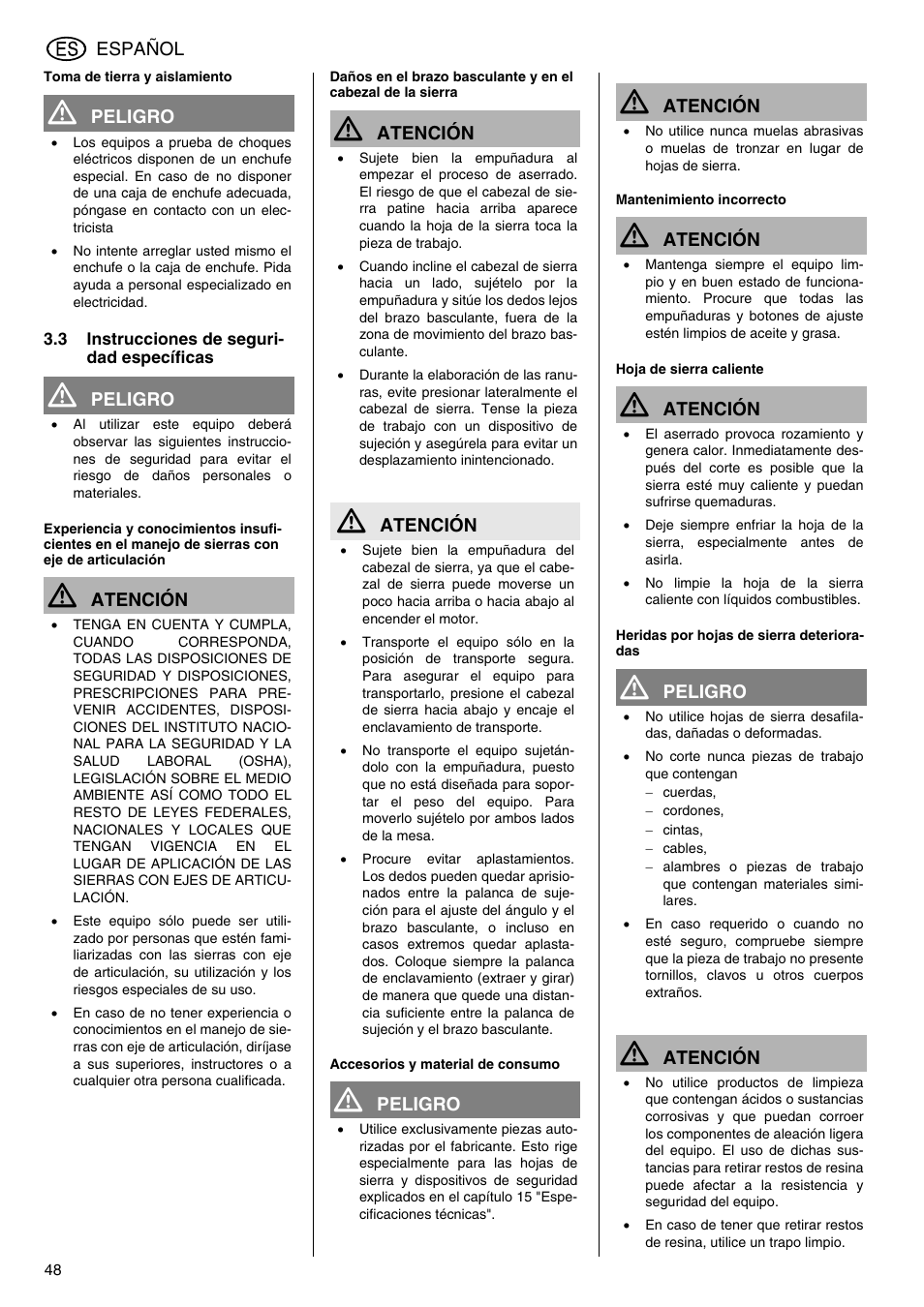 Elektra Beckum KGS 303 User Manual | Page 48 / 64