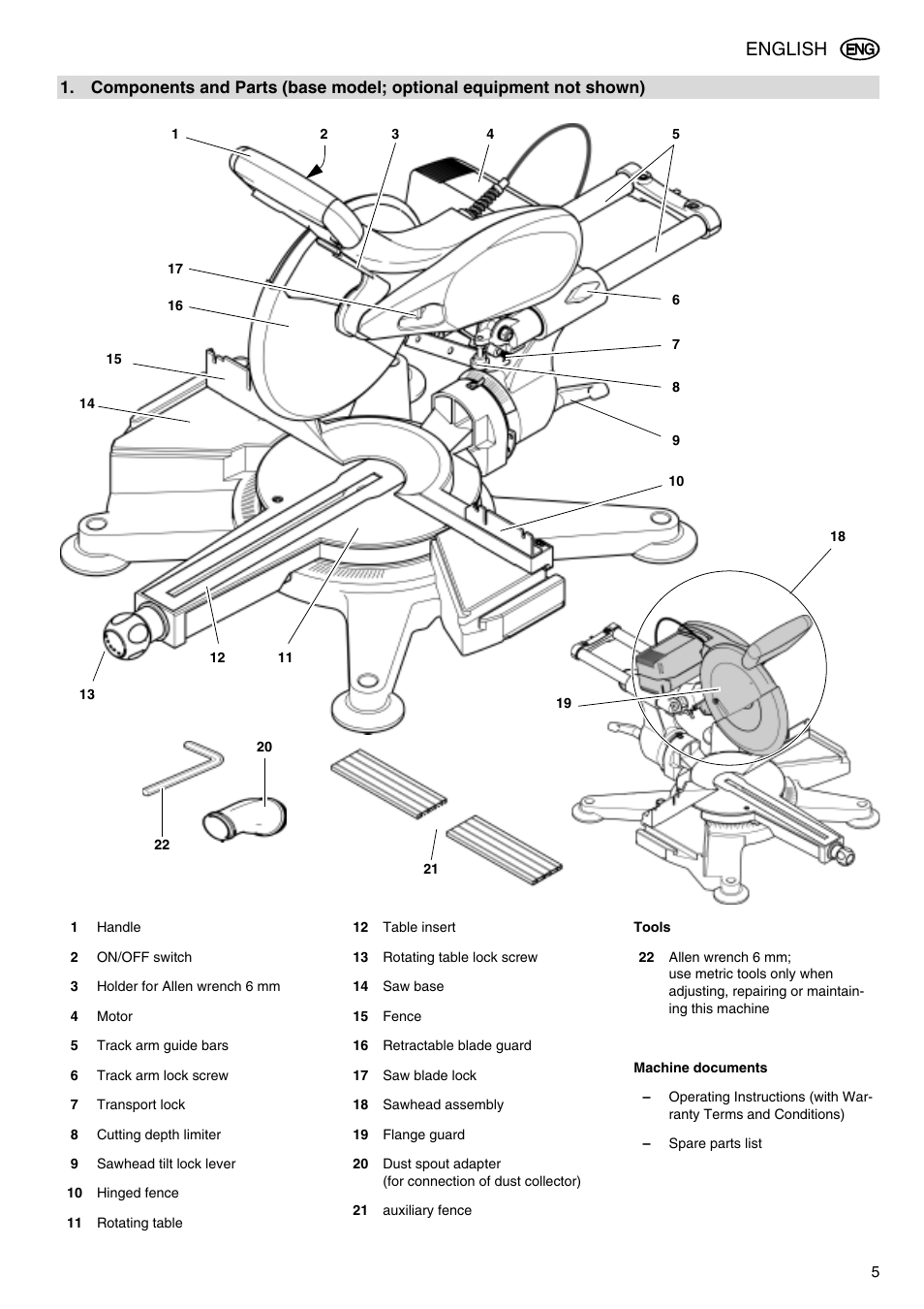 English | Elektra Beckum KGS 303 User Manual | Page 5 / 64