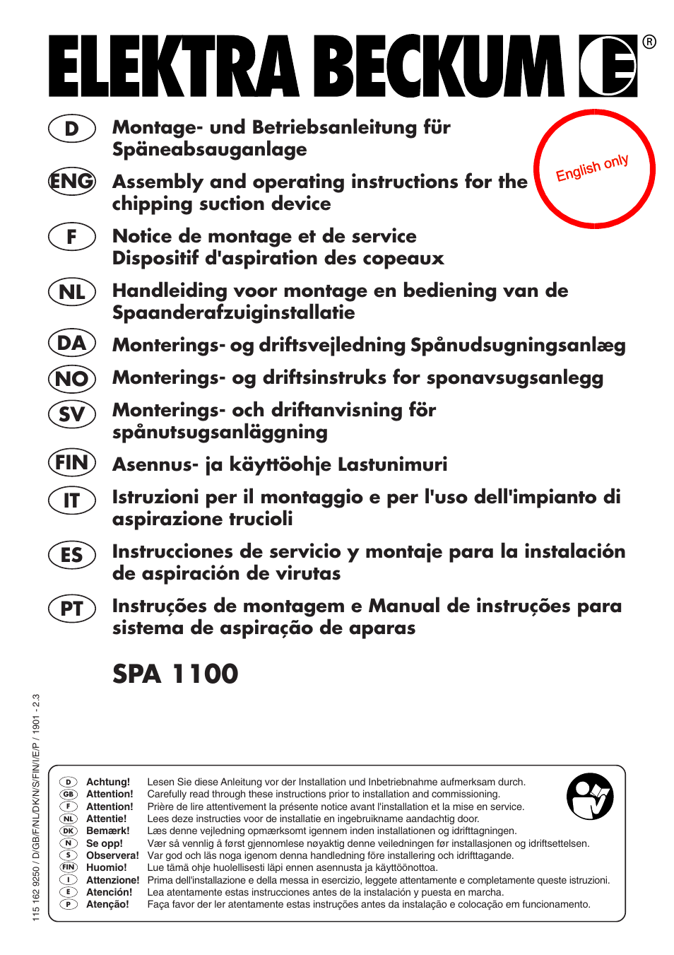 Elektra Beckum SPA 1100 User Manual | 8 pages