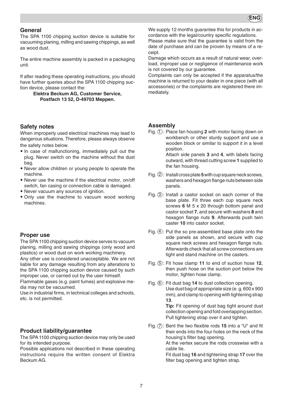Elektra Beckum SPA 1100 User Manual | Page 4 / 8