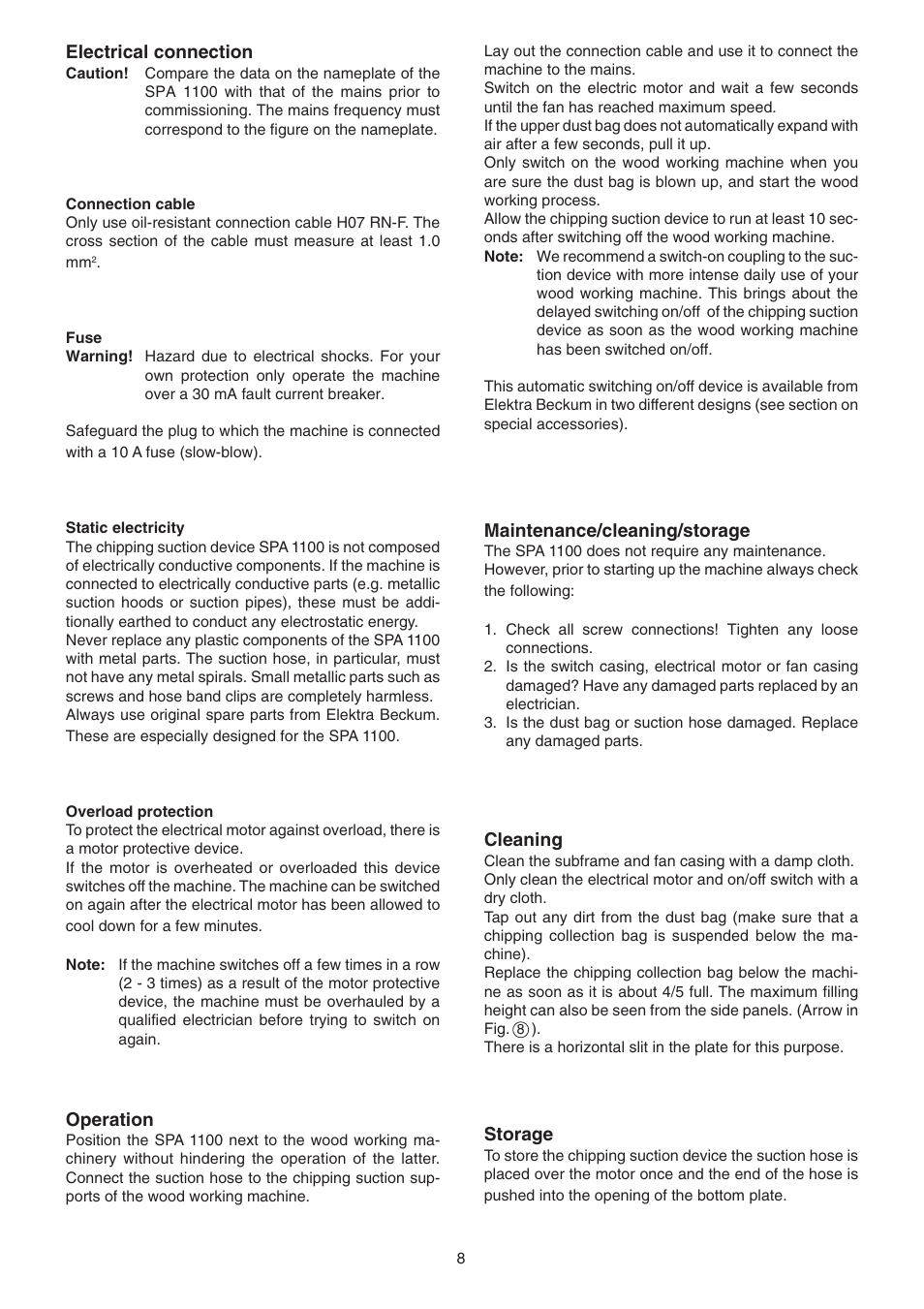 Elektra Beckum SPA 1100 User Manual | Page 5 / 8