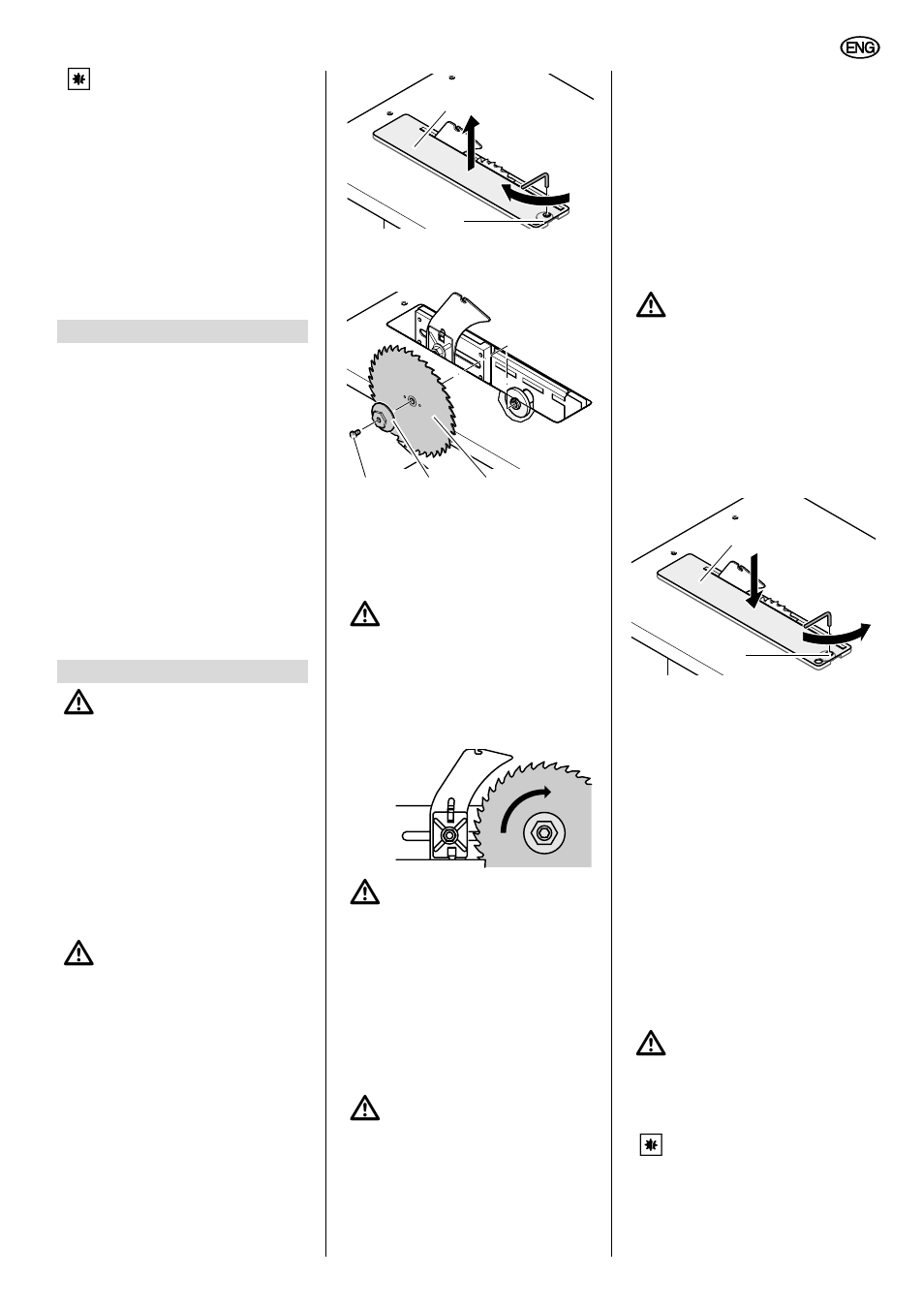 Tips and tricks, Care and maintenance, 1 saw blade change | 3 saw storage, 2 cleaning the saw blade's, Height adjustment mechanism | Elektra Beckum TKHS 315 P User Manual | Page 11 / 15