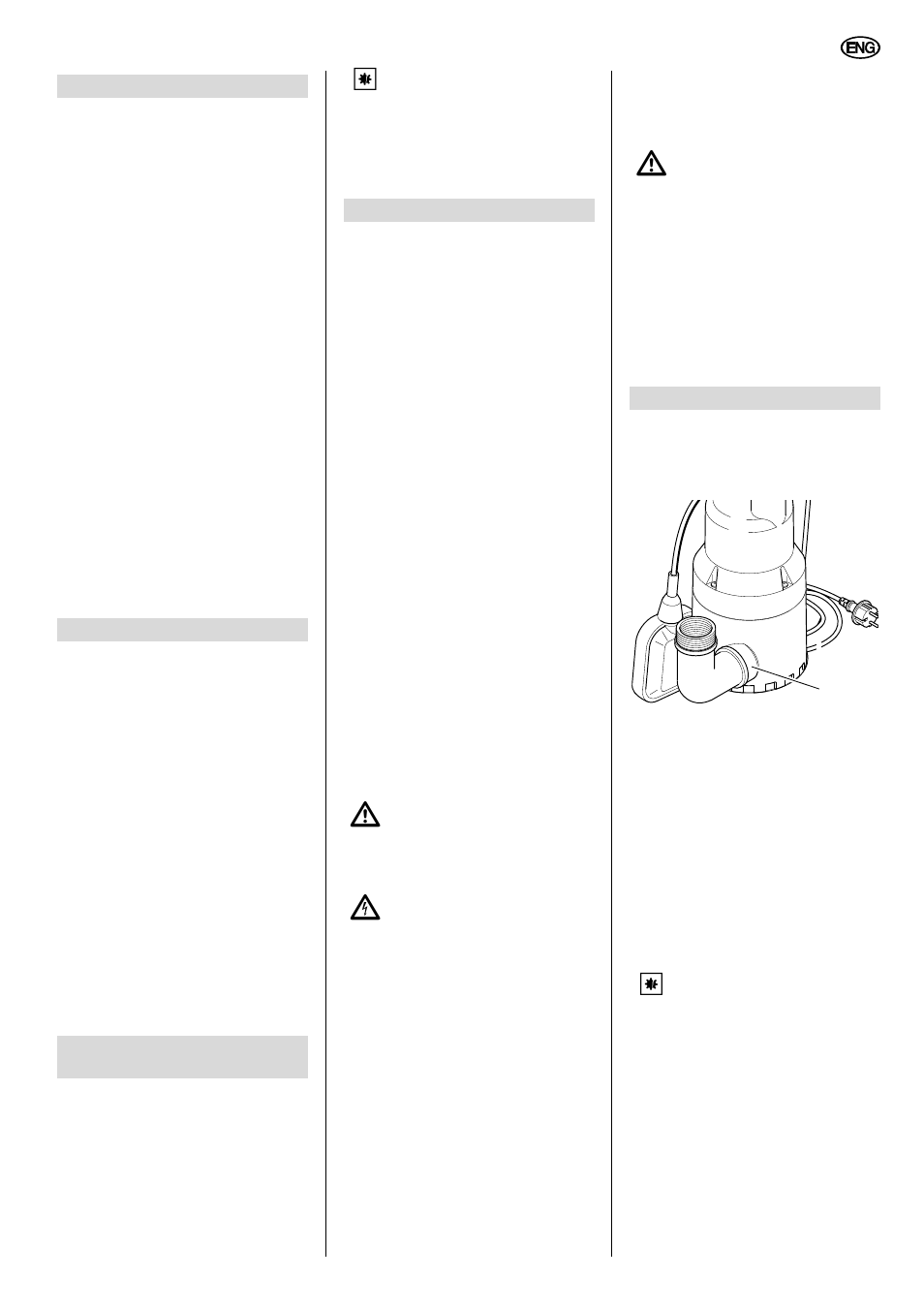 Please read first, Range of application and media, Safety | 1 specified conditions of use, 2 general safety instructions, Prior to operation, 1 discharge hose connection, 2 installation, English | Elektra Beckum Submersible Well Pump TP 7000 S User Manual | Page 4 / 8