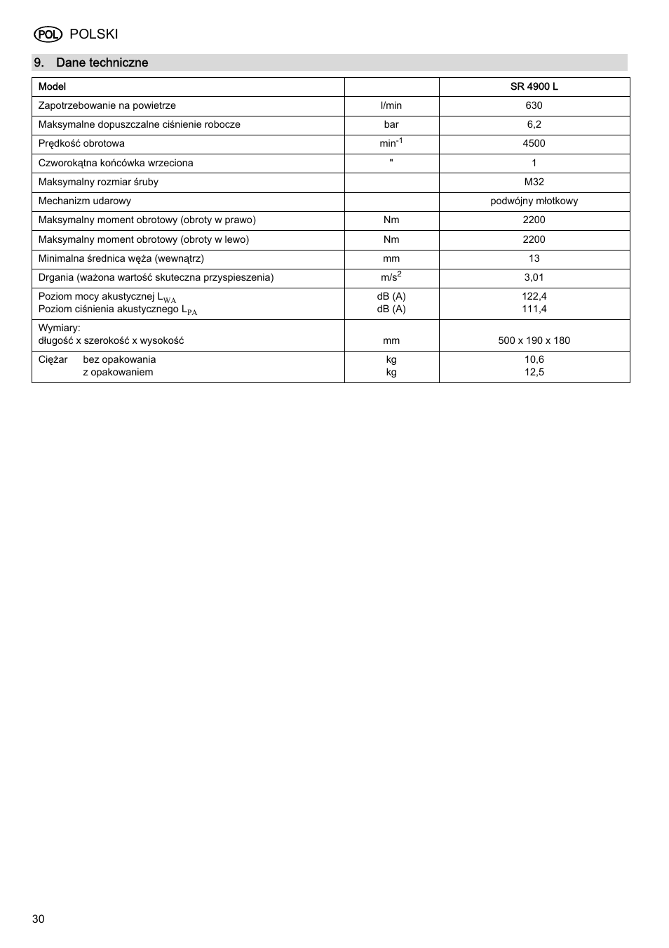 Polski | Elektra Beckum SR 4900 L User Manual | Page 30 / 48