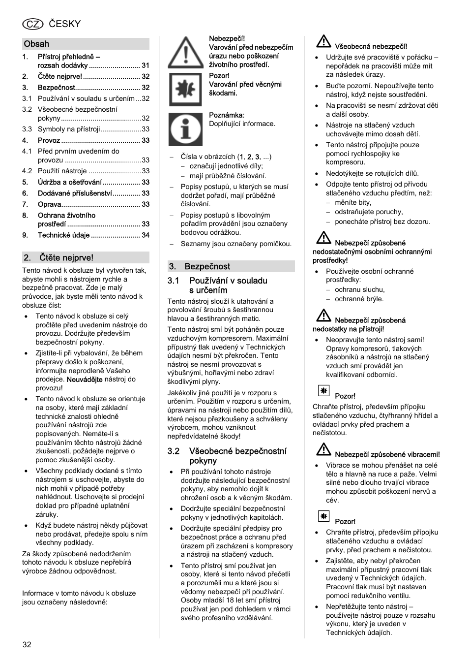 Česky | Elektra Beckum SR 4900 L User Manual | Page 32 / 48