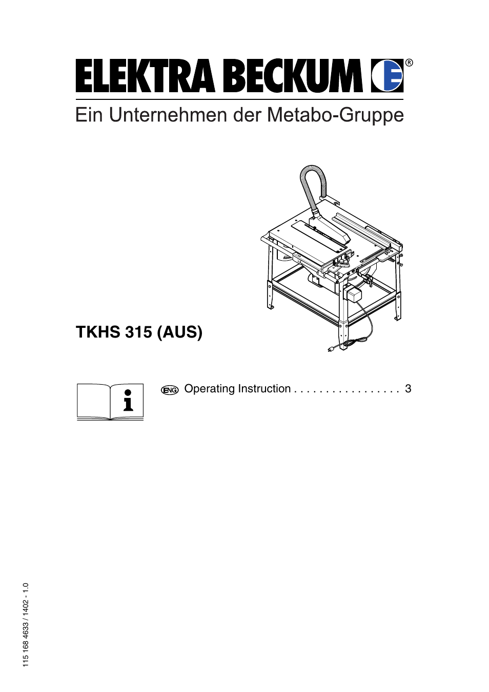 Elektra Beckum TKHS 315 (AUS) User Manual | 20 pages