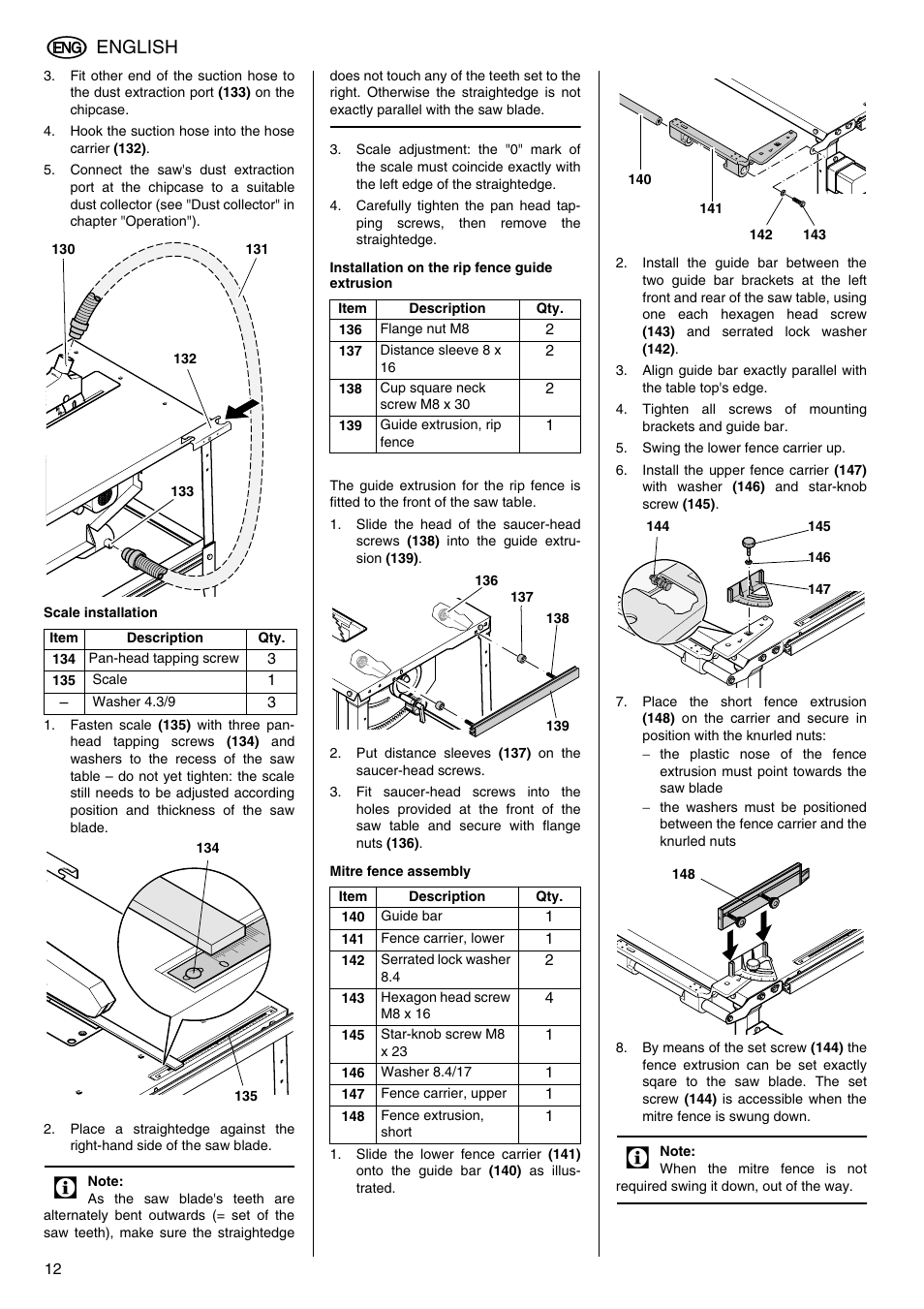 Rt (130), English | Elektra Beckum TKHS 315 (AUS) User Manual | Page 12 / 20