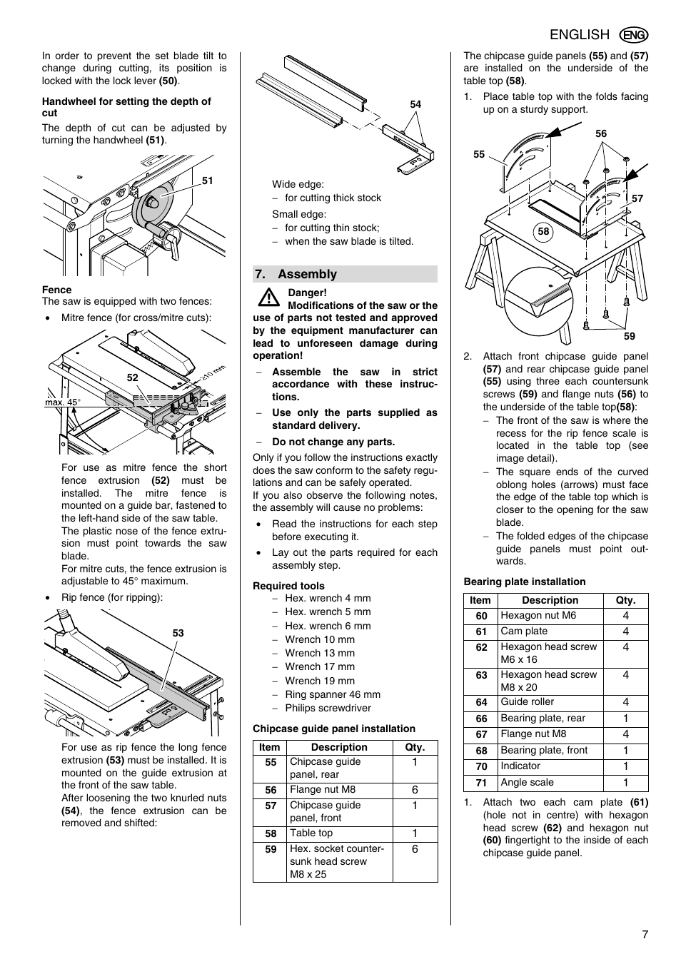 Assembly, English | Elektra Beckum TKHS 315 (AUS) User Manual | Page 7 / 20