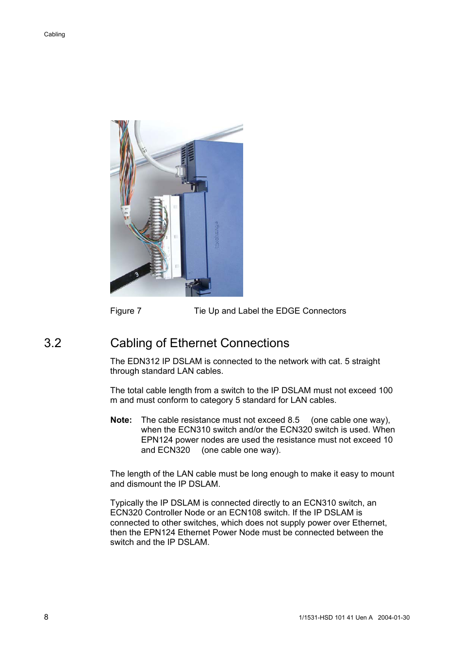 2 cabling of ethernet connections | Ericsson EDN312 User Manual | Page 12 / 20