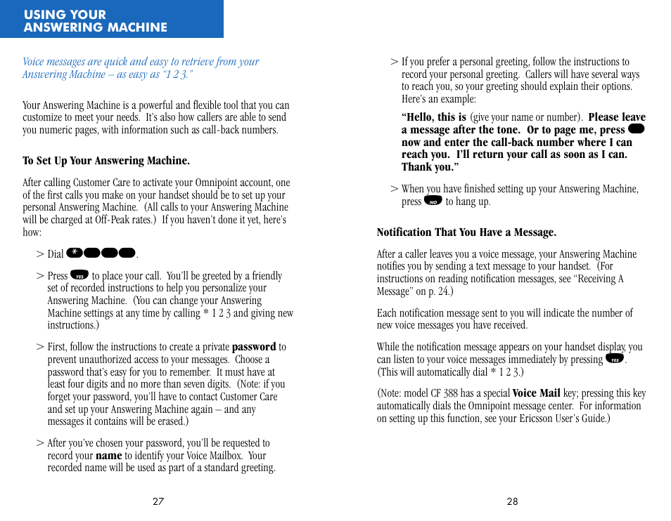 Using your answering machine | Ericsson CF388 User Manual | Page 17 / 36