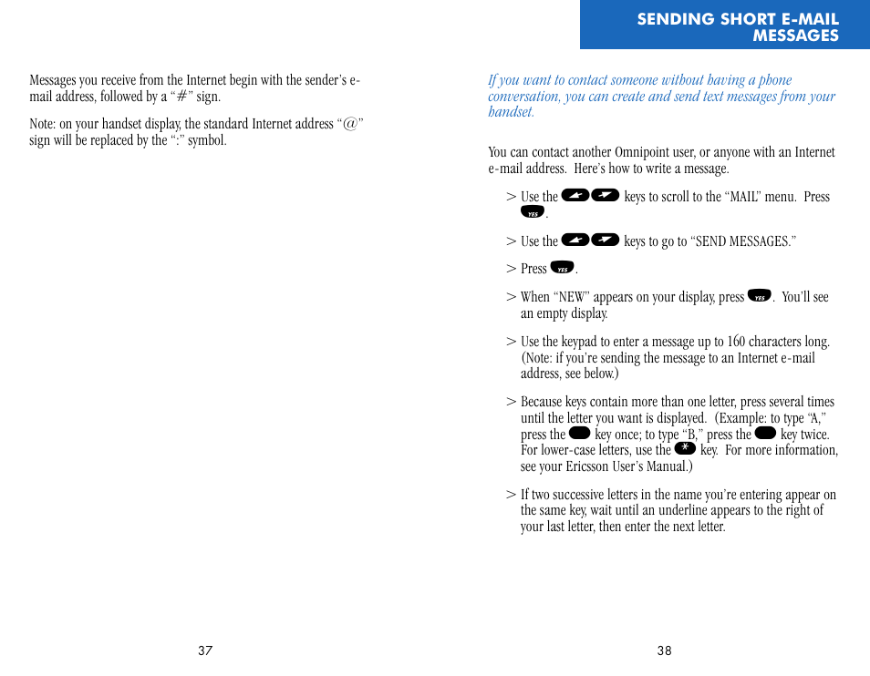 Sending short e-mail messages | Ericsson CF388 User Manual | Page 22 / 36