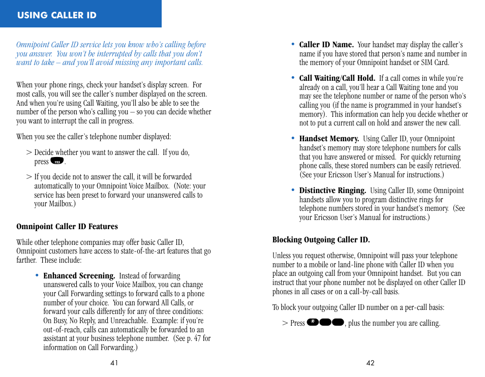 Using caller id | Ericsson CF388 User Manual | Page 24 / 36