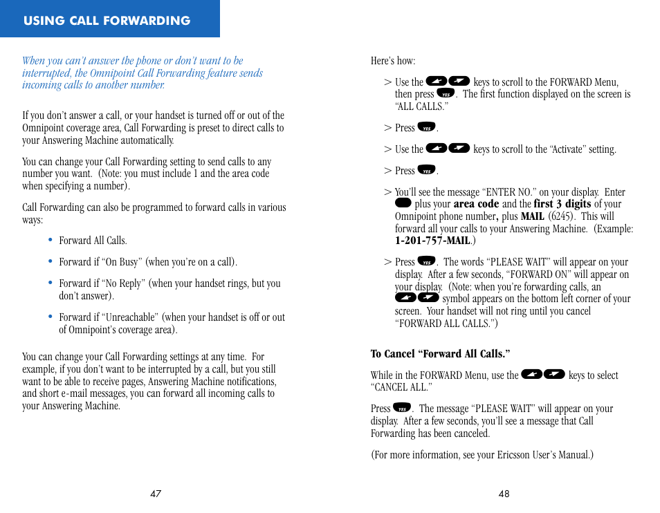 Using call forwarding | Ericsson CF388 User Manual | Page 27 / 36
