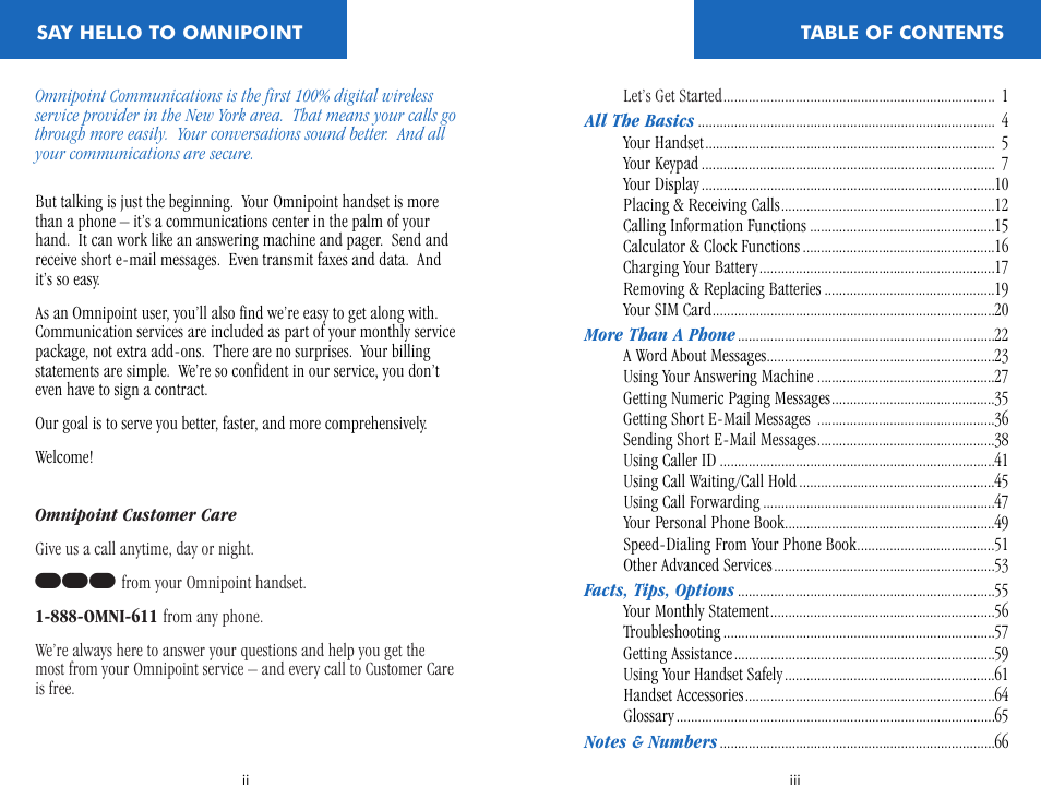 Say hello to omnipoint | Ericsson CF388 User Manual | Page 3 / 36