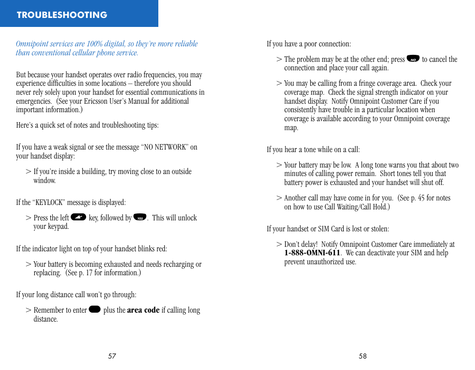Troubleshooting | Ericsson CF388 User Manual | Page 32 / 36