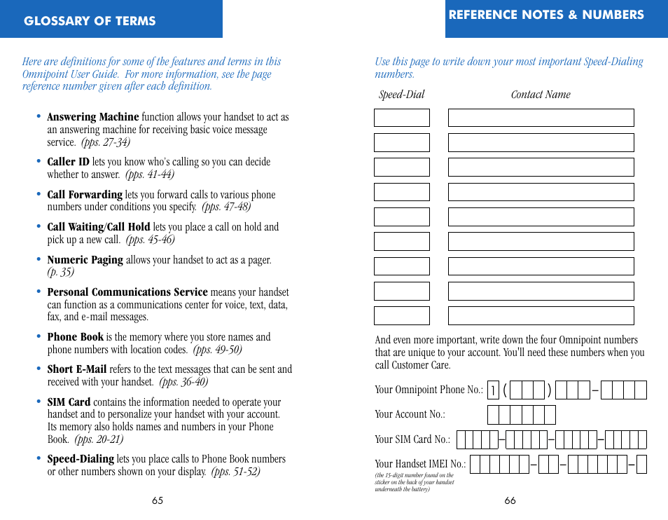 Glossary, Notes & numbers | Ericsson CF388 User Manual | Page 36 / 36
